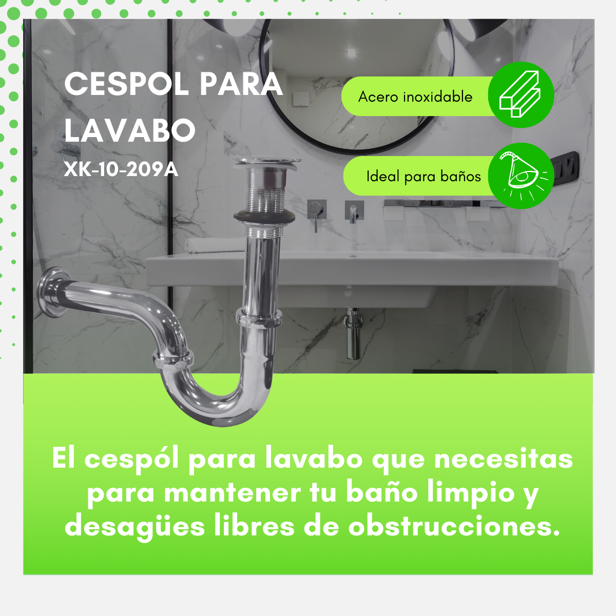 Cespol Desagüe Para Lavabo Alfa Cromado Acero Inox Con Popup