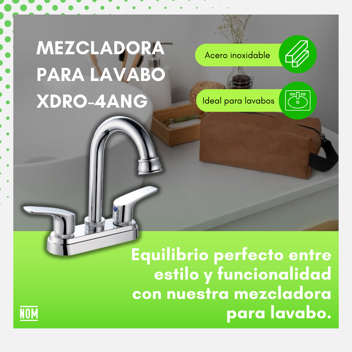 Llave Mezcladora Lavabo Cuerpo Metálico Manerales Pato Abs Acabado Cromado Color Plateado