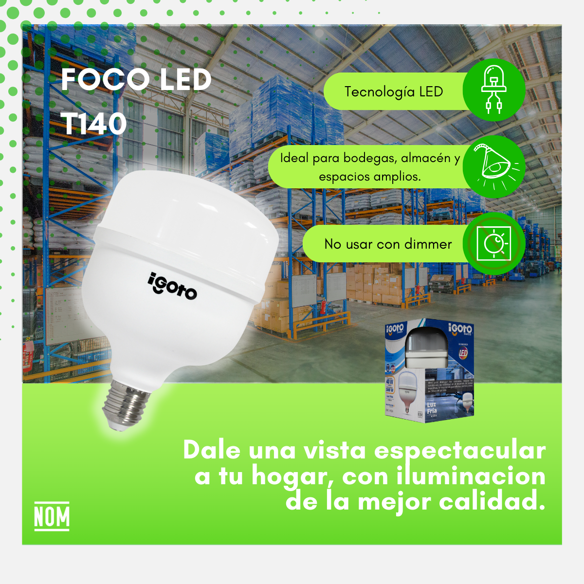 Foco Led Industrial  20w Luz Blanca Igoto - F10520