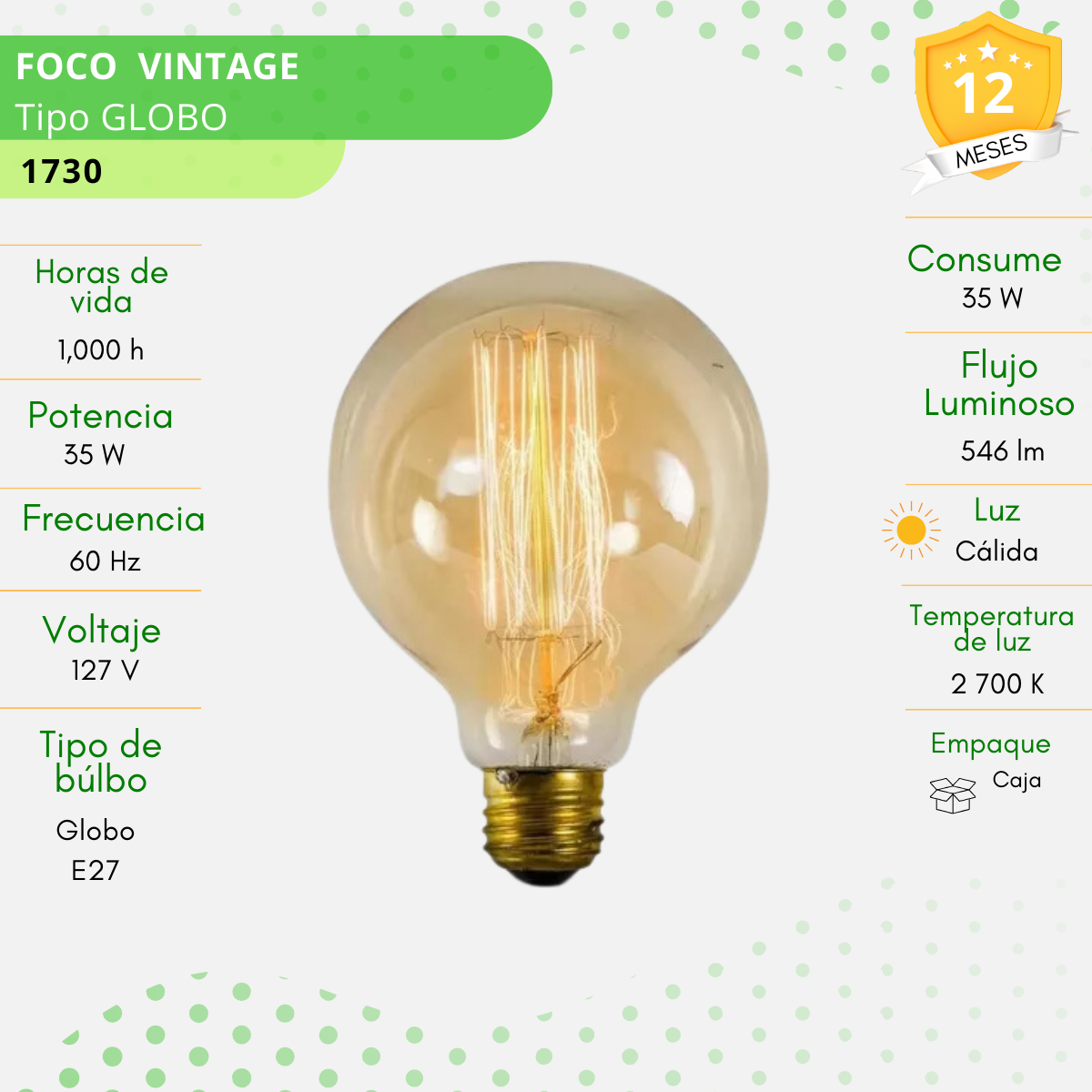 Lampara Vintage Globo incandescente - 1730