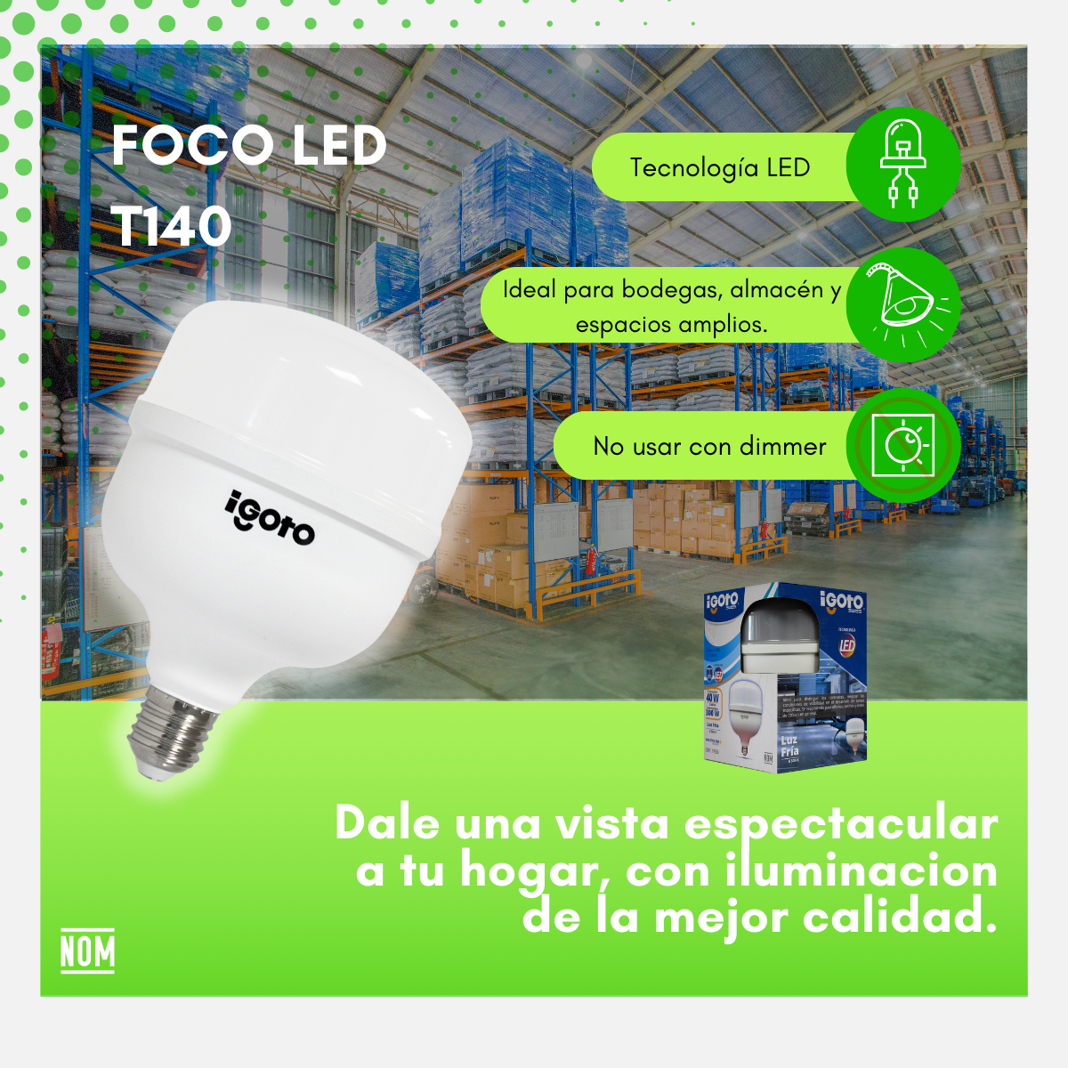 Foco Led Alta Potencia T100 30w 6500k (luz Fria) Igoto