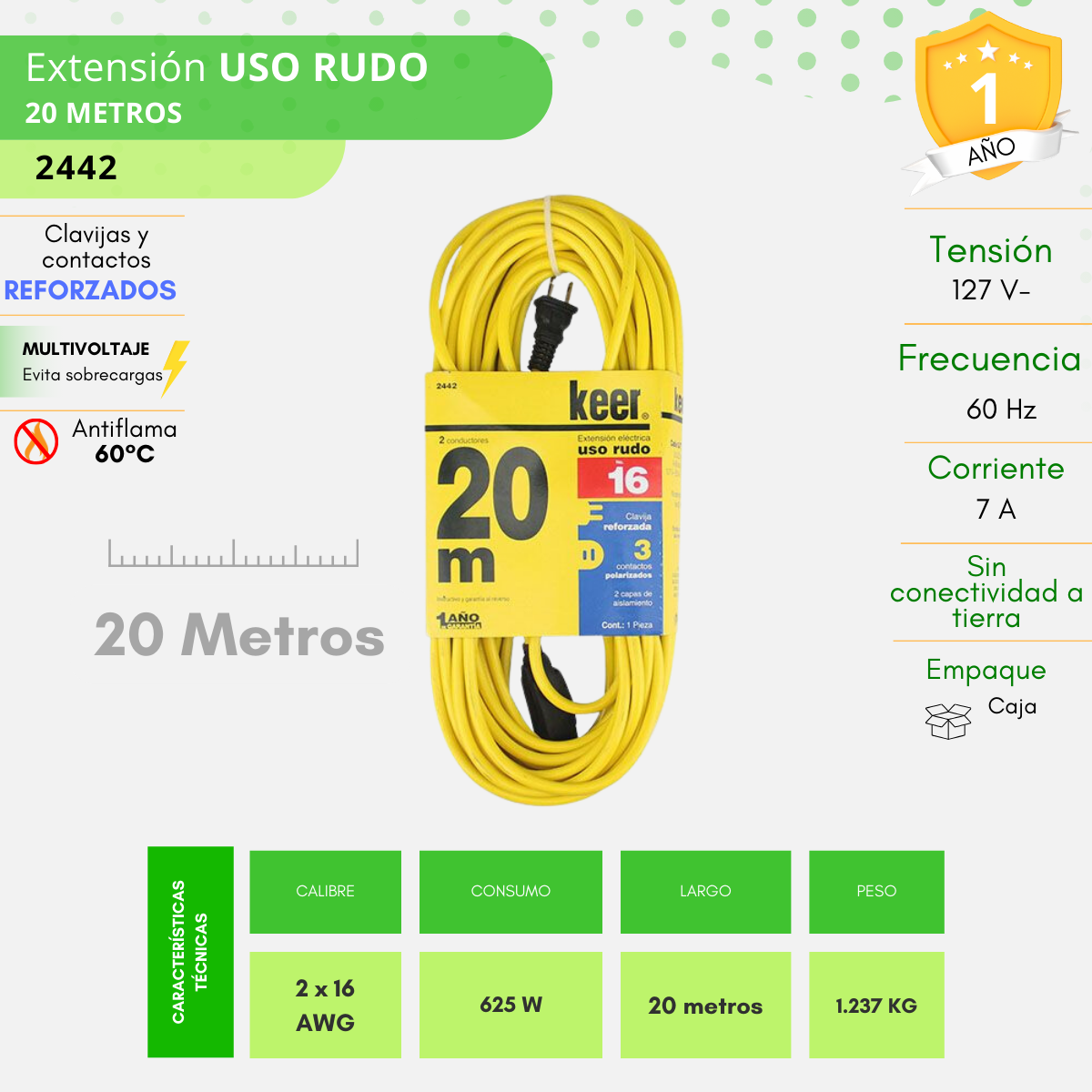 Extensión uso rudo 20 metros - 2442