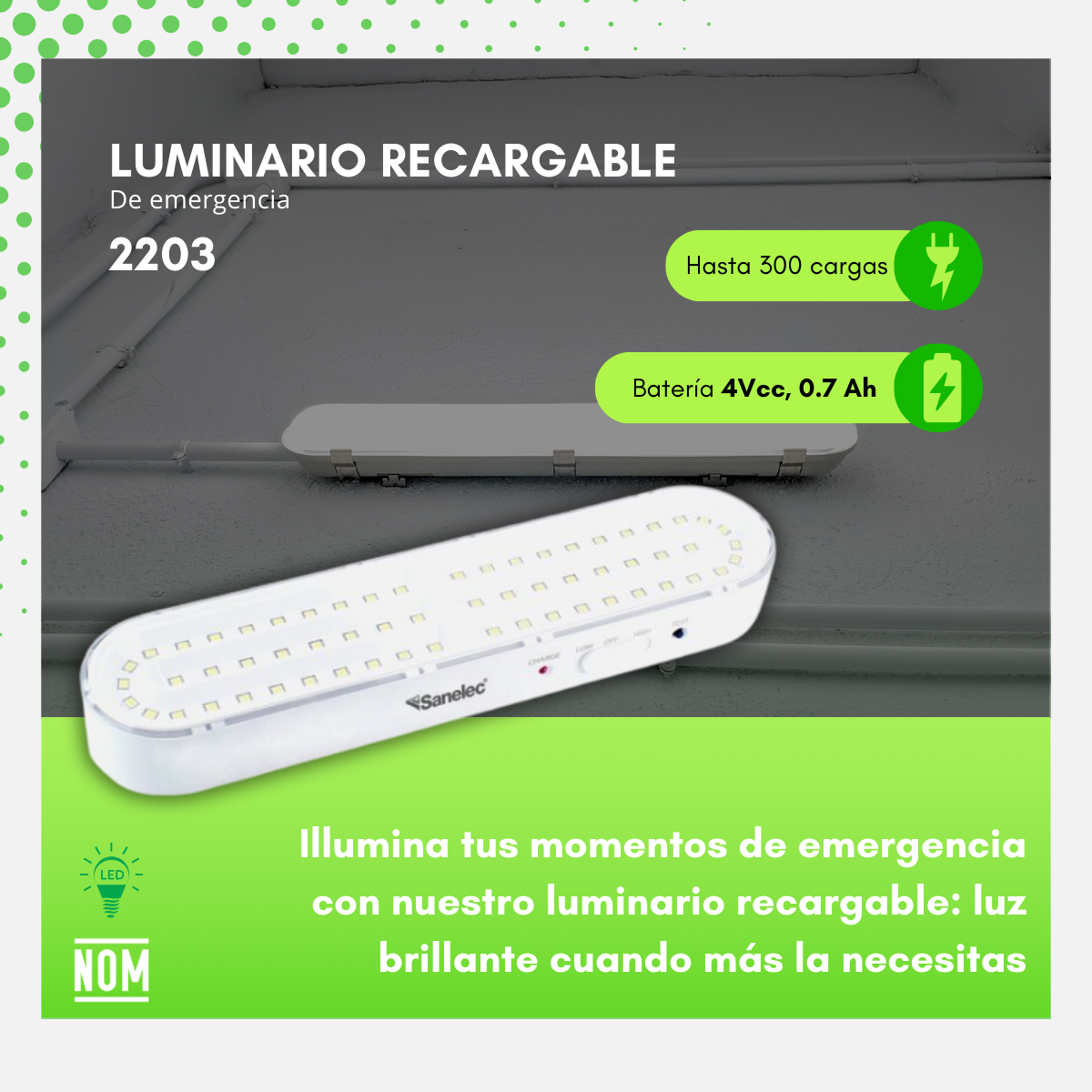 Luminario de emergencia recargable PRO 60 Leds - 2203