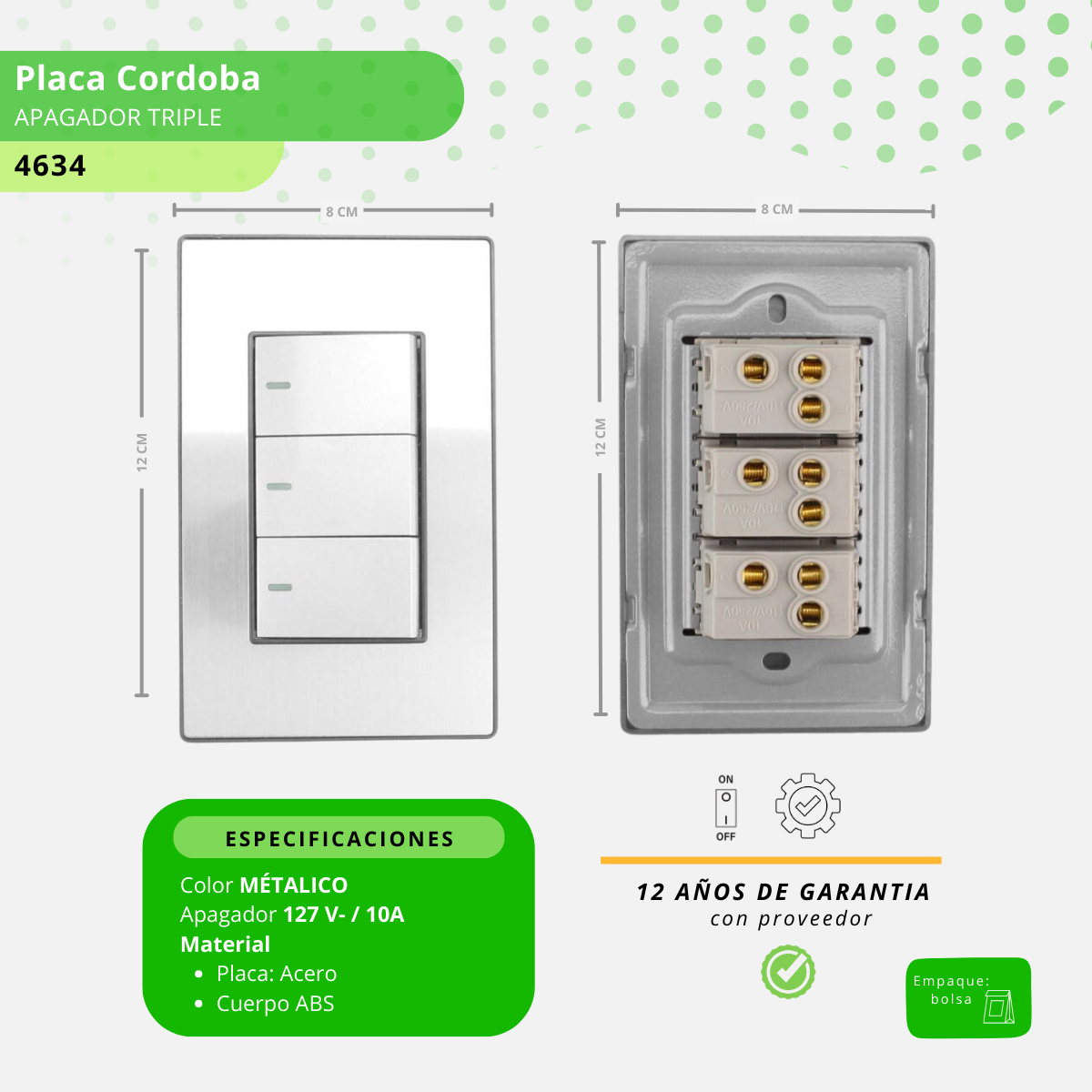 Placa Cordoba apagador triple - 4634