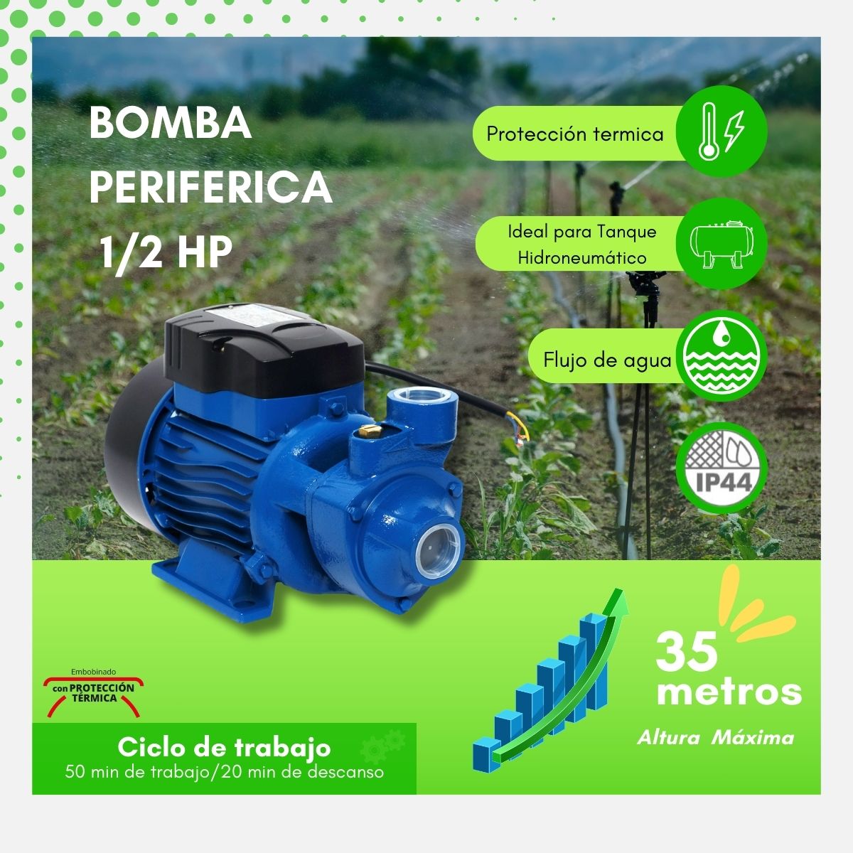 Bomba Periférica 1/2 Hp 127 V, 370w Igoto Qb-60