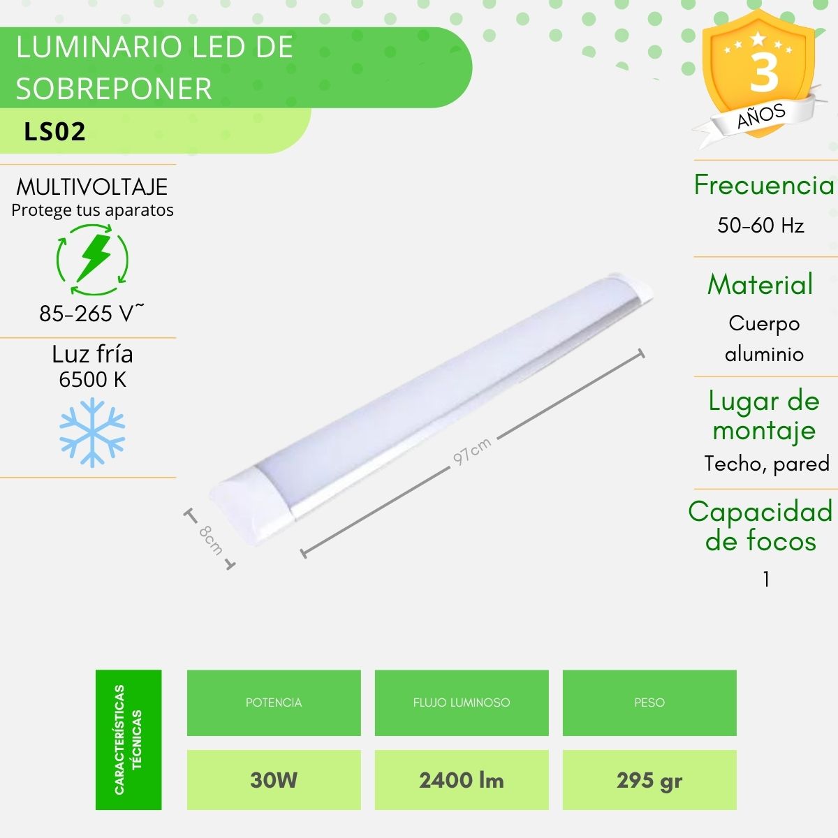 Lampara Luminario Led Slim Sobreponer 30w - LS02