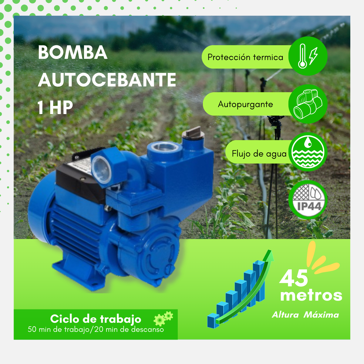 Bomba Autocebante 1hp Succiona Agua Red Pública - AT80