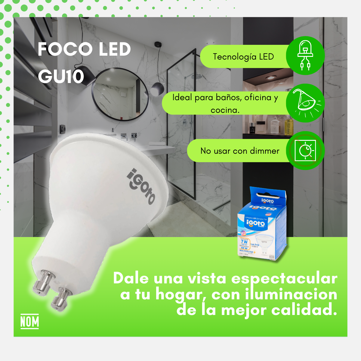 Foco Led Gu10 7w Luz Fria Igoto -  F10307